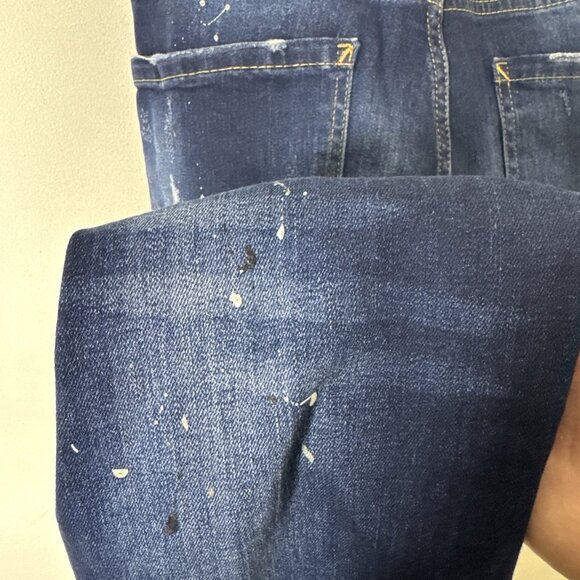Dsquared2 Slim Stretch Jeans Men’s 32x31 Blue Distressed Paint Splatter Italy - Picture 7 of 11